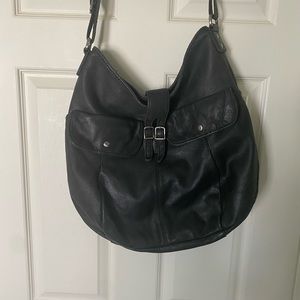 Black leather J.Crew large bag